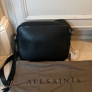 AllSaints Black Leather Crossbody Bag